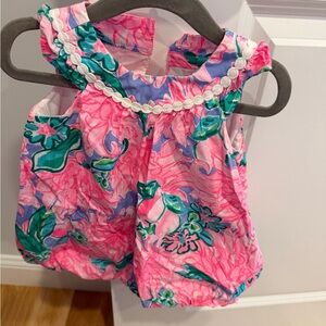 Lilly Pulitzer Pink and Green Floral Romper